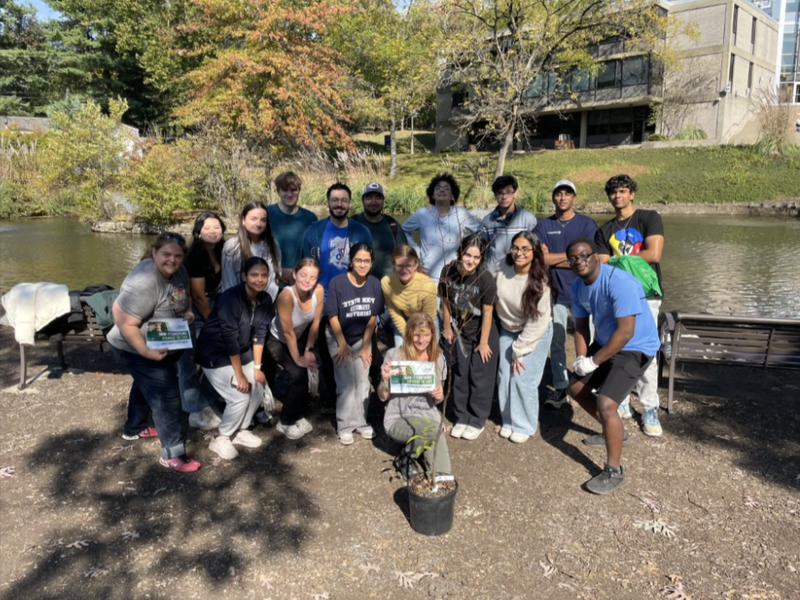 A group of students posing outside